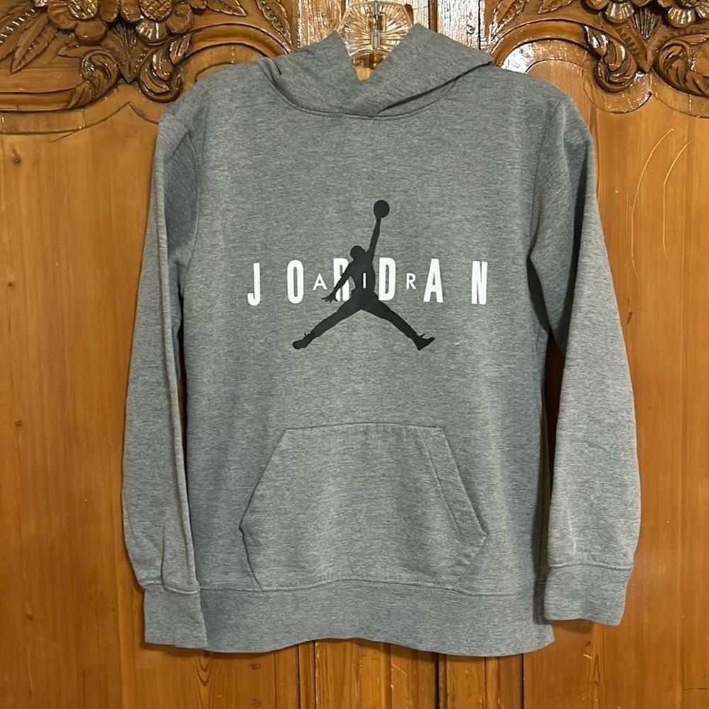 Jordan Jumpman Hooded Sweatshirt  Carbon Heather (Gray) Youth Large